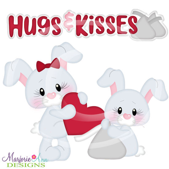 Hugs & Kisses Bunnies SVG Cutting Files Includes Clipart
